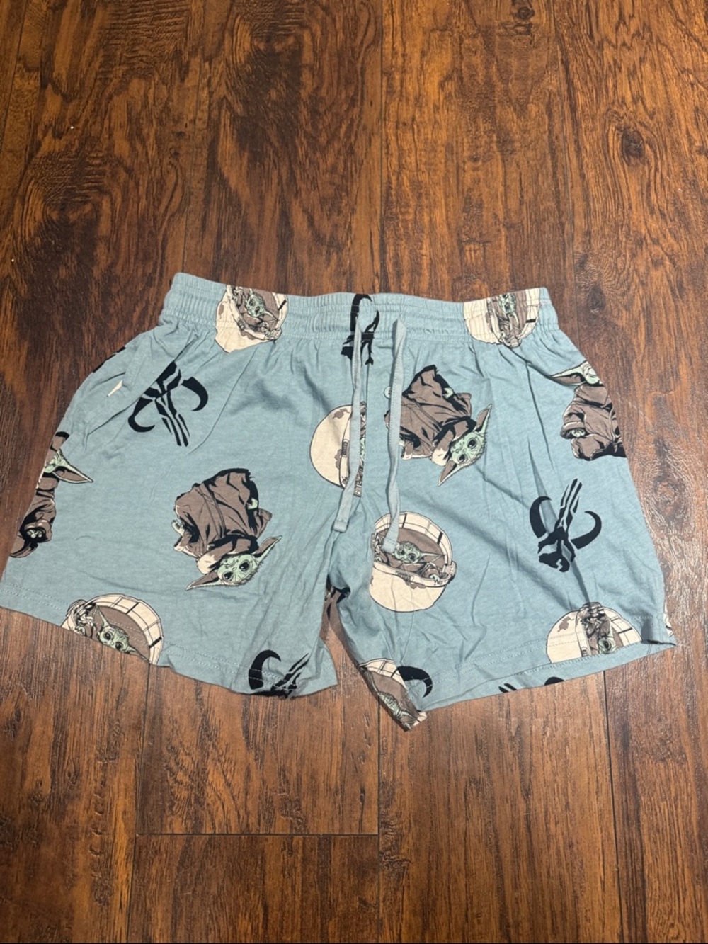 New- Star Wars Men's Light Blue The Child Graphic Lounge Shorts